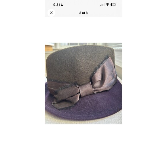 Albertus Swanepoel 100% Wool Brown/Purple Fedora Felt Hat (M) with Bow/Band - Picture 3 of 8